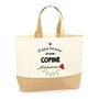 Sac Copine d'Amour | Cabas de Plage Courses Coton et Toile de Jute Idée Cadeau Femme
