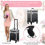 HOMCOM Valise Trolley Maquillage Mallette cosmétique Vanity poignée télescopique réglable 34L x 24l x 52H cm alu. Noir