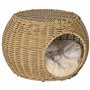 PawHut Niche pour Chat lit pour Chat Panier Chat masion de Chat en résine tresée Imitation rotin Coussin Doux Ø 40 x 30 cm Marro