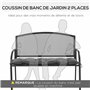 Outsunny Coussin d'assise pour Banc de Jardin Rembourrage épais 100 x 40 x 10 cm, Gris foncé