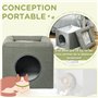 PawHut Maison Niche pour Chat 2 Niveaux avec Coussin Moelleux en Peluche - 36,5 x 36,5 x 33 cm Gris