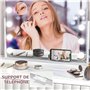 HOMCOM Miroir Maquillage Hollywood Lumineux, Miroir Coiffeuse avec 14 LED dimmables, Glossissant 10X et Charge USB, Support de t