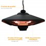 Outsunny Chauffage radiant suspendu IP24 et 20 m², chauffage d'appoint sans CO₂, 2 tubes 1000/2000 W, télécommande éclairage LED