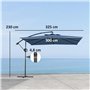 Outsunny Parasol déporté carré 3 x 3 m, parasol de jardin extérieur avec manivelle, base croisée, parasol inclinable et rotation