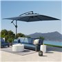 Outsunny Parasol déporté carré 3 x 3 m, parasol de jardin extérieur avec manivelle, base croisée, parasol inclinable et rotation