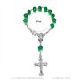 BOBIJOO Jewelry - Mini Chapelet Voiture Camion Bracelet Marie Vierge Croix Pendentif Argent et Vert