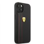 Ferrari Étui de protection en cuir véritable pour iPhone 13" avec deux lignes rouges, fermeture facile à clipser, absorption des
