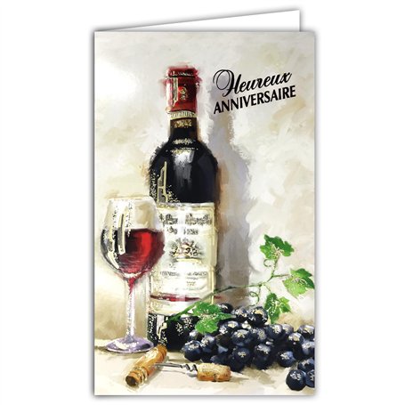 15-6387 Carte Heureux Anniversaire Adulte avec PORTE-BILLETS illustré à l'intérieur et enveloppe blanche format 12x19