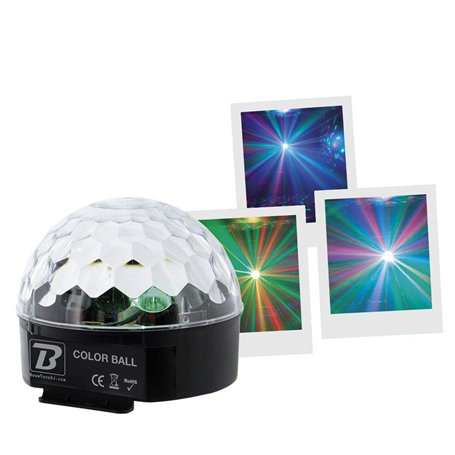 BoomToneDJ Color Ball Boule Disco 3 LED RGB 3W Multi Faisceaux Anneaux de couleurs