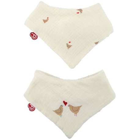 Lot de 2 bavoirs bandanas - DOMIVA - Maternity Love - Coton doux et absorbant - Boutons-pression ajustables