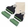 2X Bornier RJ45 Male Domino 8 Voies sans Soudure