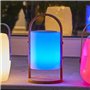 Lampe enceinte bluetooth sans fil - LUMISKY - WOODY PLAY - H37 cm - Poignée bois - LED blanc et multicolore dimmable