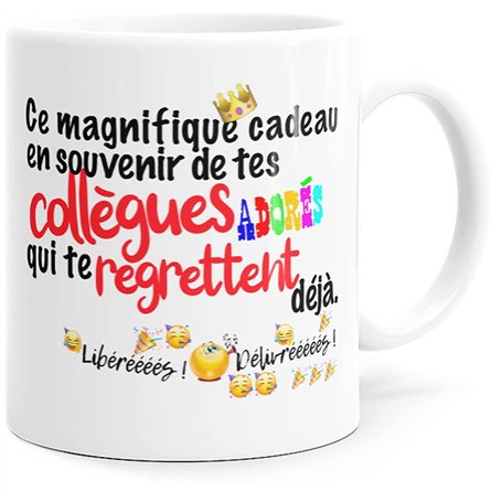 Mug Humour Collègue Tasse Message Drôle Rigolo. Idée Cadeau Original pour Départ en Retraite Mutation Travail Bureau Homme Femme