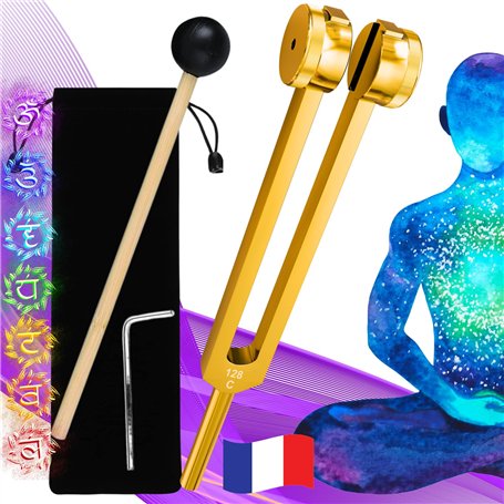 Diapason Thérapeutique 128hz Professionnel en Aluminium Doré