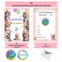 STUDIO MANALI 12 cartes invitation anniversaire à gratter enfant fille et garçon - 12 enveloppes - 12 stickers - theme CHATS