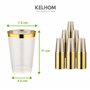 Gobelet en Plastique Premium Réutilisable de 330 ml avec Bord Doré - 50 Gobelets Élégants sans BPA pour Fête de Mariage, anniver