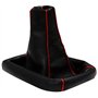 AERZETIX: Soufflet de levier de vitesse en simili cuir noir avec bordure rouge