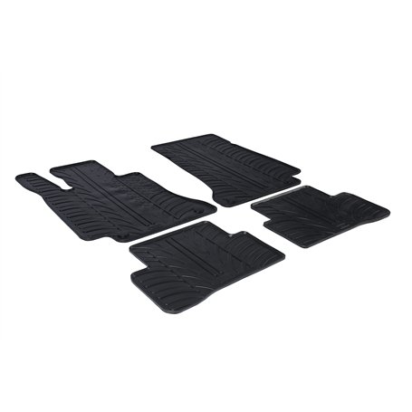 Set tapis de caoutchouc compatible avec Mercedes Classe-C W205 2014- (T profil 4-pièces + clips de montage)