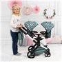 Bayer Design 26758AA Landau Jumeaux pour Poupée Twin Xeo, Poussette Double, réglable, Panier intégré avec Sac à bandoulière, Ver