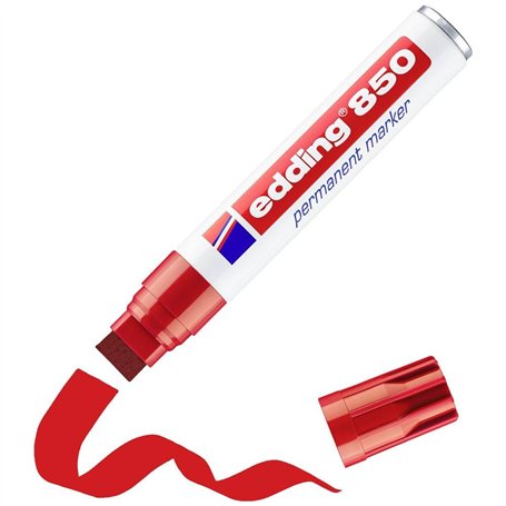 edding 850 Marqueur permanent - rouge - 1 stylo - pointe biseautée 5-15 mm - pour des marquages larges - sèche vite