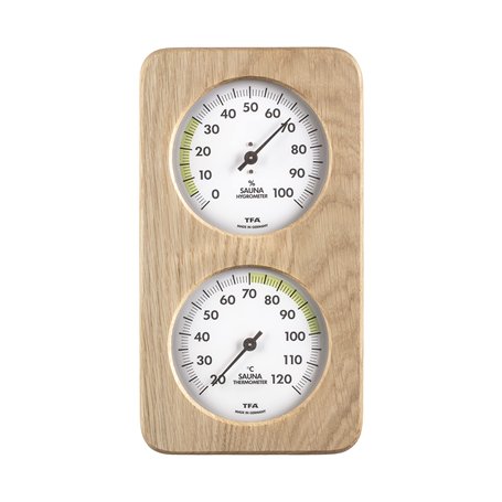 TFA Dostmann Hygromètre de sauna synthétique résistant à la chaleur en bois massif 131 x 34 x 240 mm (Helsinki (chêne)
