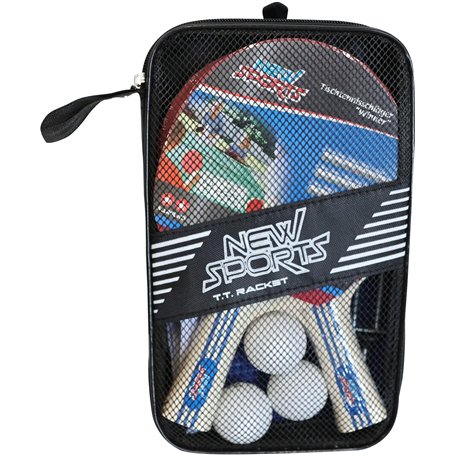 New Sports Table de Tennis avec 2 Raquettes et 3 balles avec Filet Rouge/Noir