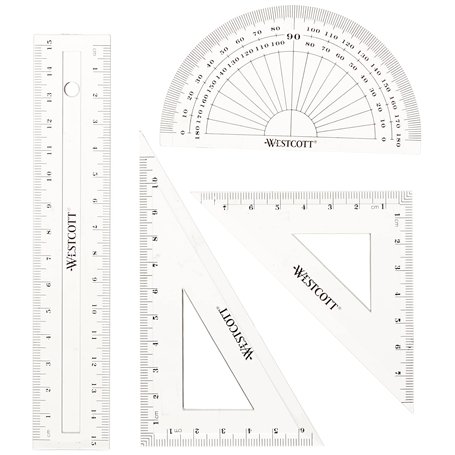 Westcott E-10303 00 Lot de 4 mathématiques en plastique transparent