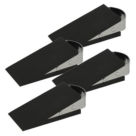 Westcott E-19003 00 Lot de 4 butoirs de porte en forme de cale avec poignée en acier inoxydable Noir 12 x 5 x 3 cm