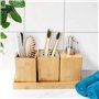 Navaris Set Accessoires Salle de Bain - 4X Accessoire pour Salle de Bain en Bambou - Porte-Brosse à dent - Distributeur de Savon