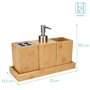Navaris Set Accessoires Salle de Bain - 4X Accessoire pour Salle de Bain en Bambou - Porte-Brosse à dent - Distributeur de Savon
