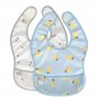 LÄSSIG Baby Bib Set 2 pcs. avec protection anti-chute hydrofuge fermeture autoagrippante/Lightweight Bib Happy Fruits Lemon