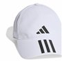 adidas Mixte 3-Stripes AEROREADY Running Training Baseball Cap, White/Black/Black, S
