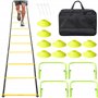 Navaris Kit Échelle d'Agilité Entraînement Sport - Set Complet 1x Échelle 4X Haie 10x Cône 4X Clou et 1x Sac Transport - Footbal