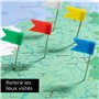OfficeTree Lot de 200 epingles Drapeau en 5 Coloris Assortis - parfaites pour Marque des Cartes/Cartes du Monde/Tableaux - avec 