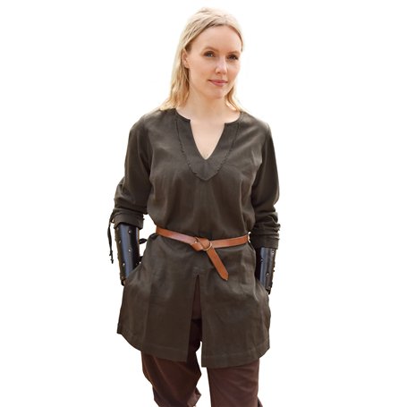 Battle-Merchant | Tunique médiévale Ylva pour femme | Chemise cintrée précoce médiévale | Tenue de demoiselle d'honneur | LARP