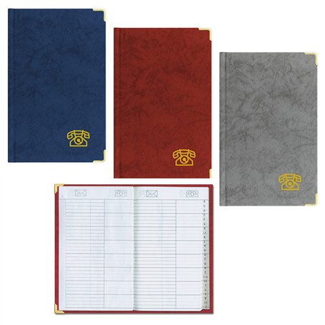 Téléphone Livre Carnet d'adresses env. DIN A5 avec coins en laiton Bleu