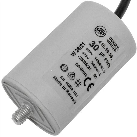Condensateur du moteur 30µF 400V 45x70mm Fil 35cm Ducati 416.10.95 B 30uF
