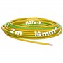 Kalitec Câble H07V-K 16 mm² Vert/Jaune 2 m - Câble de Terre Flexible - Conducteur de Protection - Toron Simple en PVC - Câblage