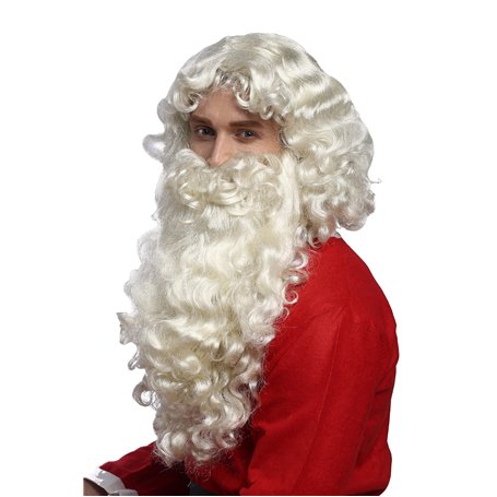 WIG ME UP - 46-A + B-ZA613 Perruque et Barbe Set Deluxe Père Noël Santa Claus Nikolaus Dieu Blond Blanc Clair