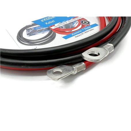 eXODA Câble de batterie 200cm câble d'alimentation en cuivre 35 mm² avec cosses à œillets M10