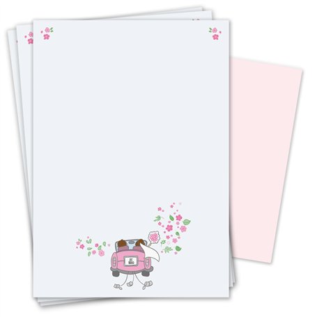 Papier à lettres mariage I papier à lettres avec enveloppes I 50 feuilles de papier DIN A4 I motif rose I vintage I Saint-Valent