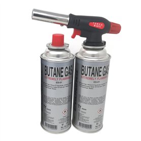 Starlet24® Brûleur à souder (+ 2 cartouches de gaz) Chalumeau à gaz Bunsen Camping Allumegaz Lampe à souder avec allumage piézoé