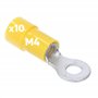 Kalitec RKSGM4 Lot de 10 cosses à anneau 4-6 mm² I Partiellement isolé M4 jaune I Cuivre I Collier en PVC I Pour connecter des c