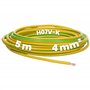 Kalitec Câble de câblage H07V-K 4 mm² vert/jaune - 5 m - Flexible - Câble de terre - Conducteur de protection 4 mm² - Toron simp