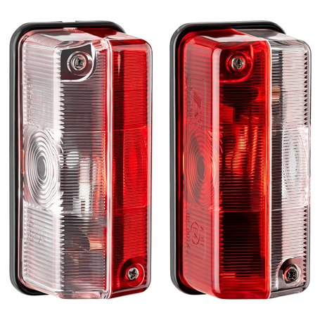 AUTOLIGHT 24 - Lot de 2 feux de position latéraux et d’encombrement rouge/blanc - Feu de marquage latéral avec ampoules pour cam