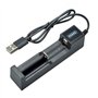 Lrtzizy Chargeur de Batterie Rechargeable Universel à Chargement USB 1 Slot Chargeur de Batterie au Lithium pour 18650 26650 145