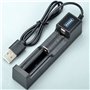 Lrtzizy Chargeur de Batterie Rechargeable Universel à Chargement USB 1 Slot Chargeur de Batterie au Lithium pour 18650 26650 145