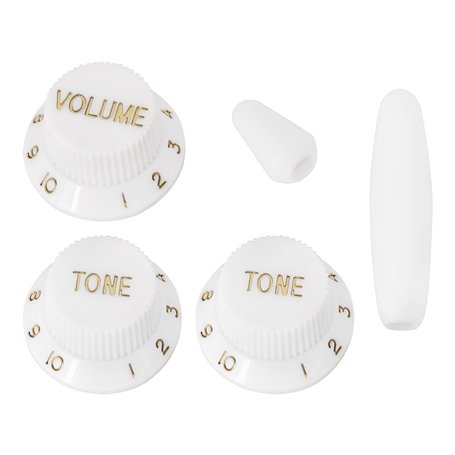 eMagTech Ensemble de Boutons Blancs avec Kit d'embouts de Commutateur 2 Tons 1 Volume Compatible avec Fender Compatible avec Les