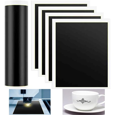 Kafei Lot de 4 feuilles de papier de marquage noir gravé au laser