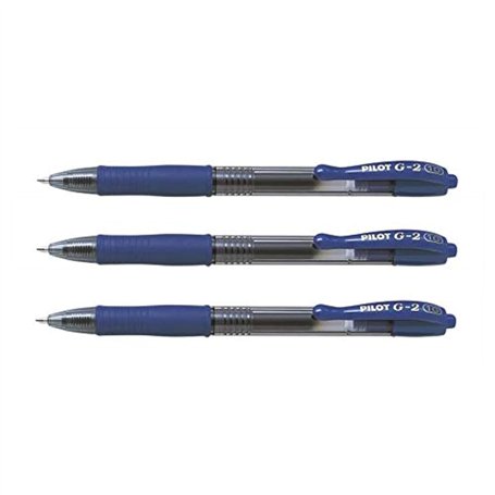 PILOT Lot de 3 Stylos Roller encre Gel G2 10 Pointe Large 1 mm Bleu